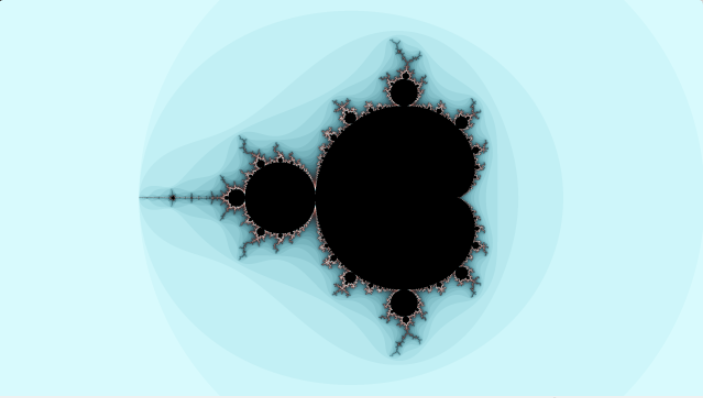 Mandelbrot sample near the main cardioid with escape-time coloring.